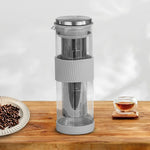 Clear coffee maker with gray accents