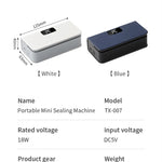 Product parameters of a portable mini sealing machine 