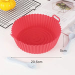 Red silicone baking mold with measurements 