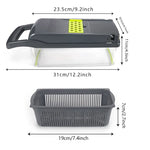 Vegetable chopper container with keep-fresh lid attached for storage